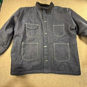 Bob Barker Mens Denim Chore Jacket Blue Fleece Lined Work Coat XL‎ 46/48 Mexico
